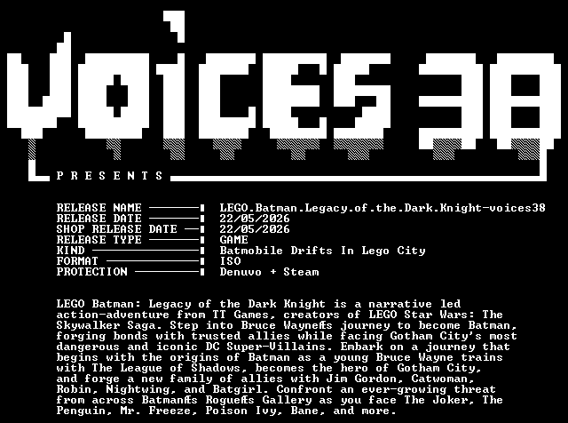 Хакер voices38 взломал LEGO Batman: Legacy of the Dark Knight
Хакер voices38 взломал LEGO Batman: Legacy of the Dark Knight